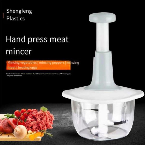Manual Hand Push Food Chopper – 1.5L Multi-Functional Vegetable, Fruit, Meat Grinder & Dicer (Random Color)