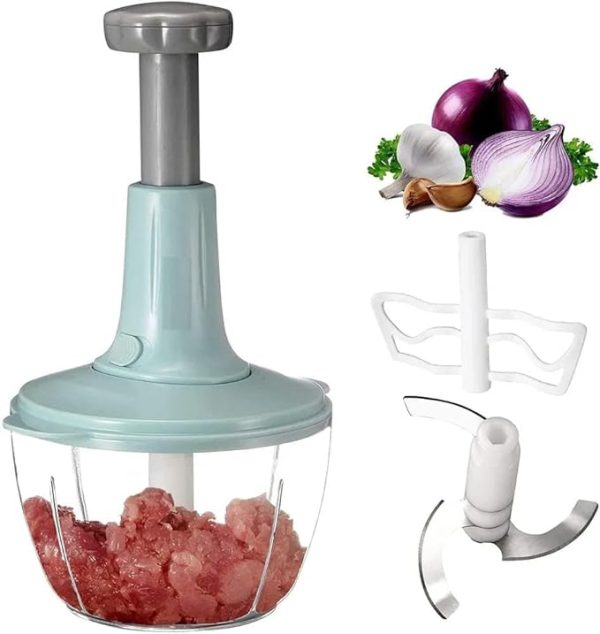 Manual Hand Push Food Chopper – 1.5L Multi-Functional Vegetable, Fruit, Meat Grinder & Dicer (Random Color)