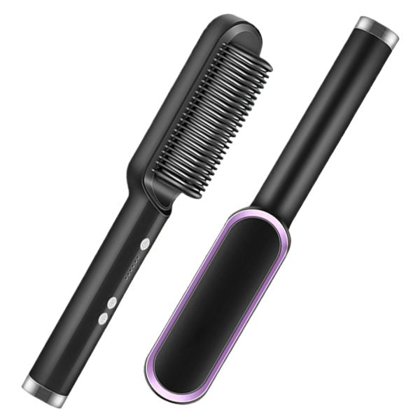 2-in-1 Hair Straightener Brush – Ceramic Heated Comb with Anti-Scald Design, Fast Heating, & Adjustable Temperature