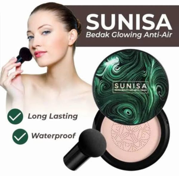 Sunisa 3-in-1 Air Cushion Foundation – BB & CC Cream with Waterproof Mushroom Head Applicator