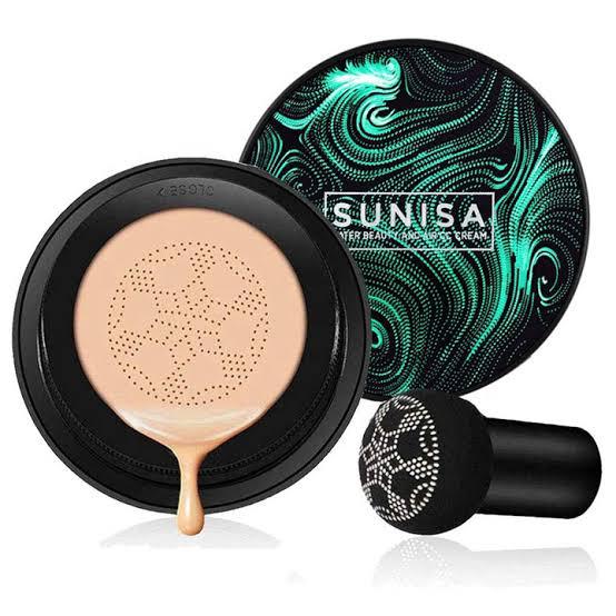 Sunisa 3-in-1 Air Cushion Foundation – BB & CC Cream with Waterproof Mushroom Head Applicator