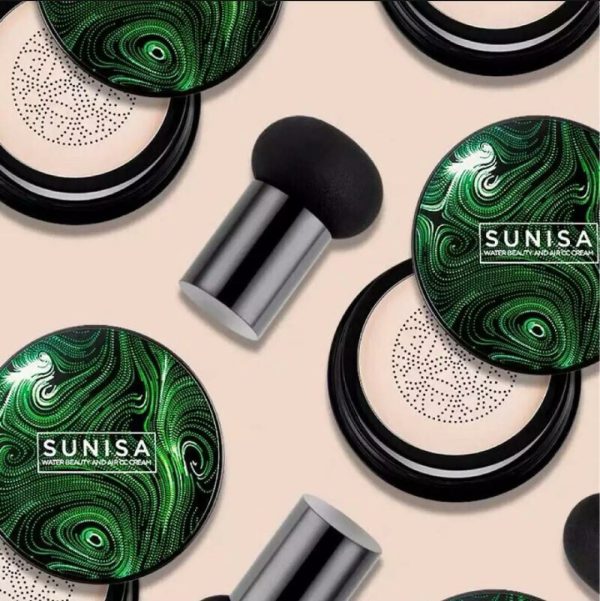 Sunisa 3-in-1 Air Cushion Foundation – BB & CC Cream with Waterproof Mushroom Head Applicator