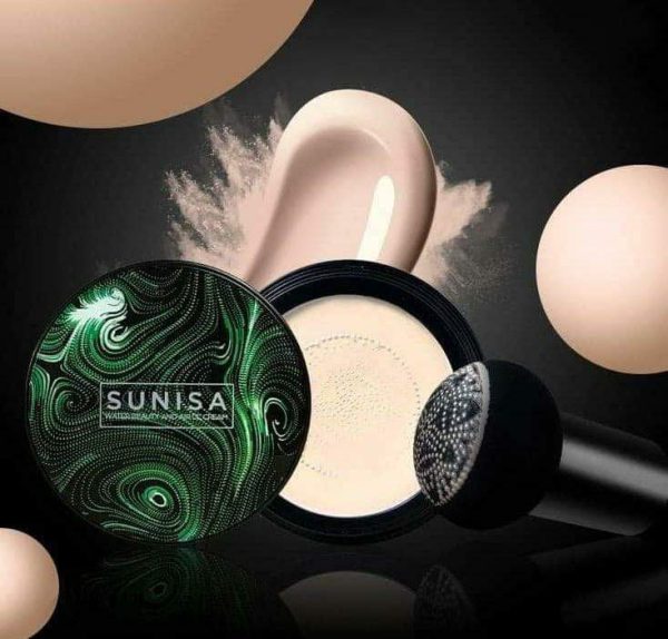 Sunisa 3-in-1 Air Cushion Foundation – BB & CC Cream with Waterproof Mushroom Head Applicator