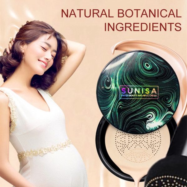 Sunisa 3-in-1 Air Cushion Foundation – BB & CC Cream with Waterproof Mushroom Head Applicator