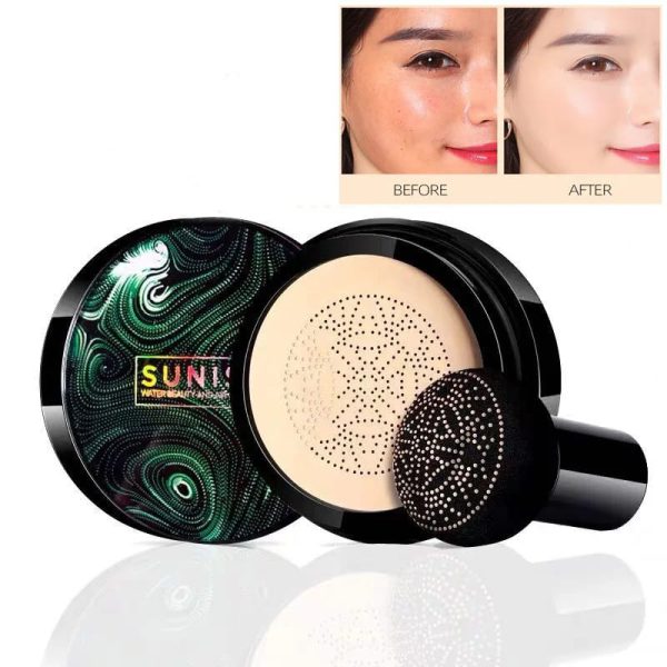 Sunisa 3-in-1 Air Cushion Foundation – BB & CC Cream with Waterproof Mushroom Head Applicator