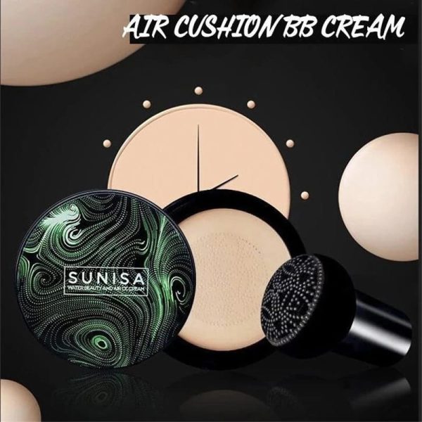 Sunisa 3-in-1 Air Cushion Foundation – BB & CC Cream with Waterproof Mushroom Head Applicator
