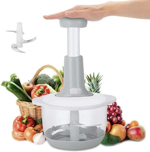Manual Hand Push Food Chopper – 1.5L Multi-Functional Vegetable, Fruit, Meat Grinder & Dicer (Random Color)