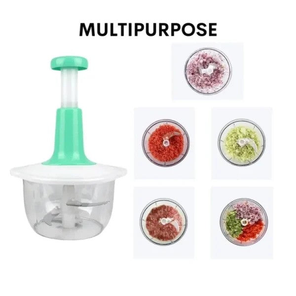 Manual Hand Push Food Chopper – 1.5L Multi-Functional Vegetable, Fruit, Meat Grinder & Dicer (Random Color)