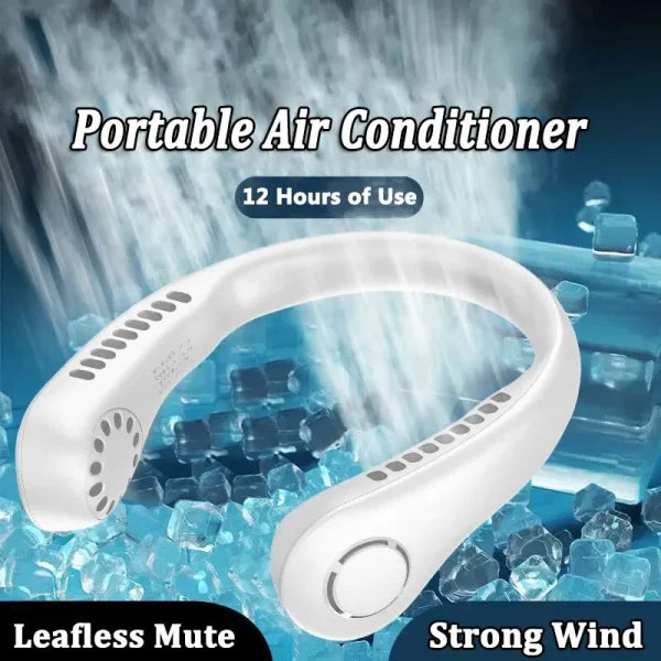 Portable Bladeless Neck Fan – Rechargeable, Hands-Free, 3-Speed Cooling for Travel, Outdoor & Gym Use (Random Color)