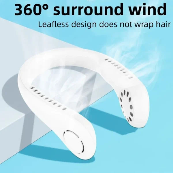 Portable Bladeless Neck Fan – Rechargeable, Hands-Free, 3-Speed Cooling for Travel, Outdoor & Gym Use (Random Color)