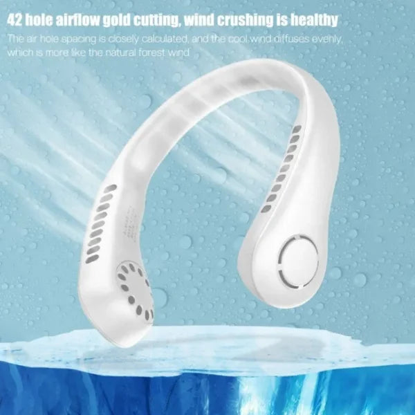 Portable Bladeless Neck Fan – Rechargeable, Hands-Free, 3-Speed Cooling for Travel, Outdoor & Gym Use (Random Color)