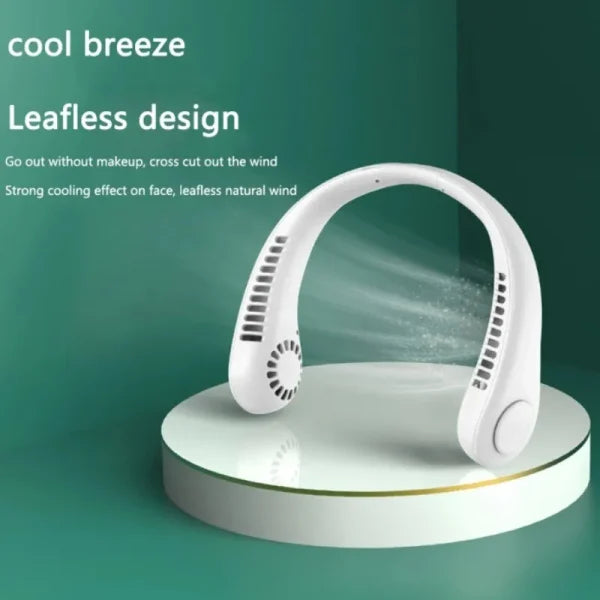 Portable Bladeless Neck Fan – Rechargeable, Hands-Free, 3-Speed Cooling for Travel, Outdoor & Gym Use (Random Color)