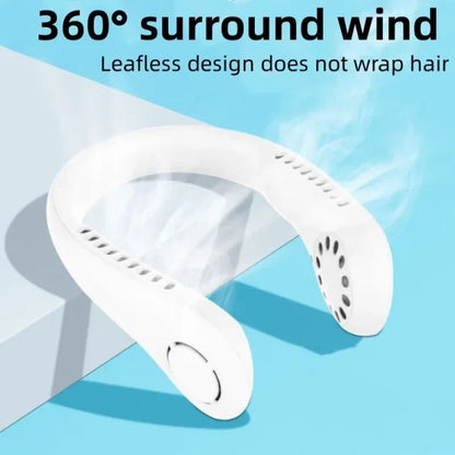 Portable Bladeless Neck Fan – Rechargeable, Hands-Free, 3-Speed Cooling for Travel, Outdoor & Gym Use (Random Color)