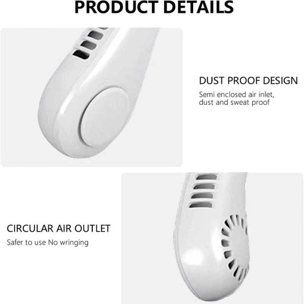 Portable Bladeless Neck Fan – Rechargeable, Hands-Free, 3-Speed Cooling for Travel, Outdoor & Gym Use (Random Color)