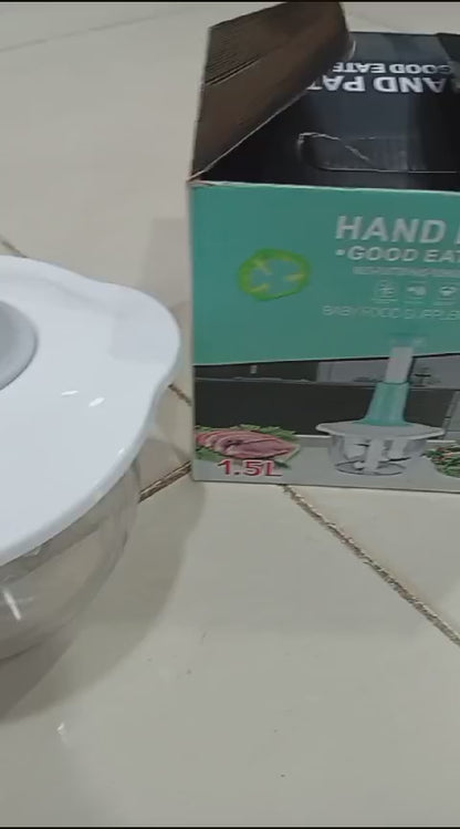 Manual Hand Push Food Chopper – 1.5L Multi-Functional Vegetable, Fruit, Meat Grinder & Dicer (Random Color)